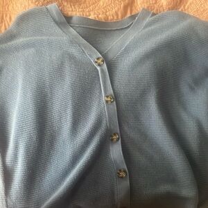 Blue button up sweater
